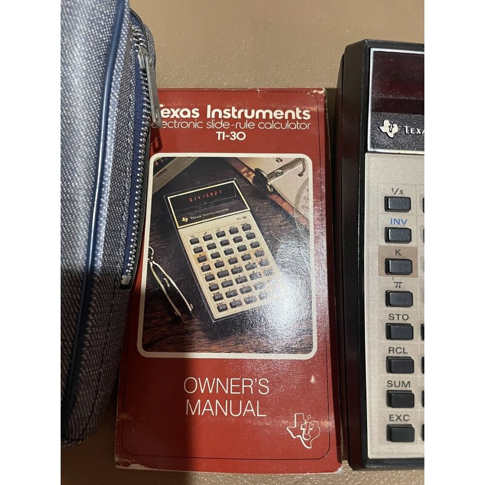 Texas Instruments TI-30 Vintage 1970's Calculator Blue Case